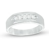 Thumbnail Image 1 of Previously Owned - 1/4 CT. T.W. Diamond Five Stone Brushed Wedding Band in 10K White Gold