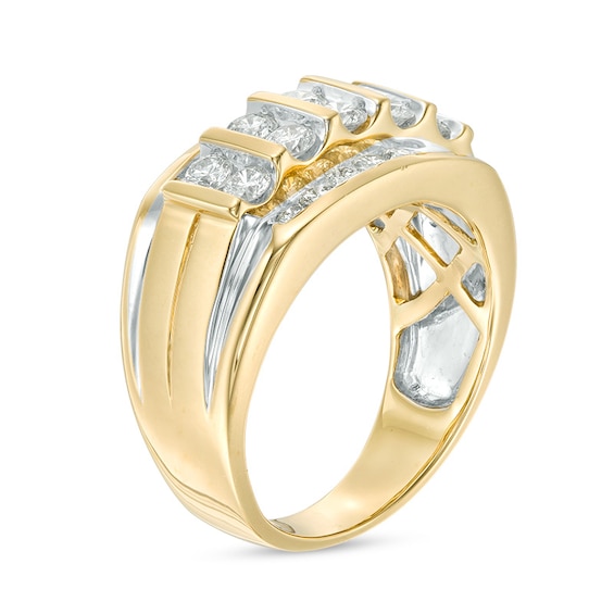 Previously Owned - 1-1/2 CT. T.w. Diamond Vertical Multi-Row Ring in 14K Gold