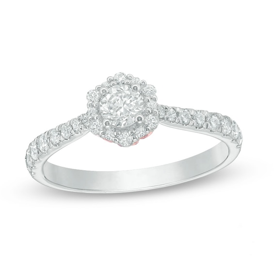 Previously Owned - Love's Destiny by Peoples 5/8 CT. T.w. Diamond Hexagon Frame Engagement Ring in 14K Two-Tone Gold