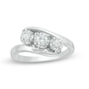 Thumbnail Image 1 of Previously Owned - 1/4 CT. T.W. Diamond Past Present Future® Bypass Engagement Ring in 10K White Gold