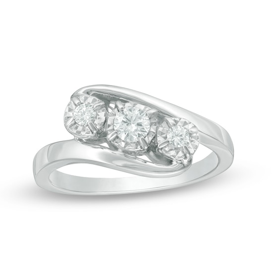 Previously Owned - 1/4 CT. T.w. Diamond Past Present FutureÂ® Bypass Engagement Ring in 10K White Gold