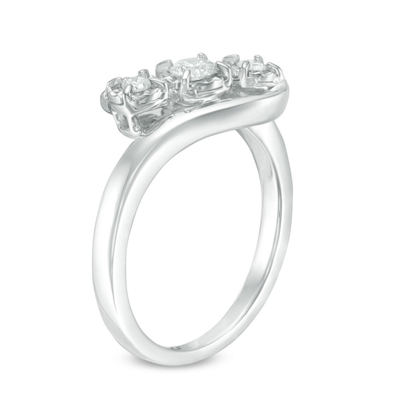Previously Owned - 1/4 CT. T.w. Diamond Past Present FutureÂ® Bypass Engagement Ring in 10K White Gold