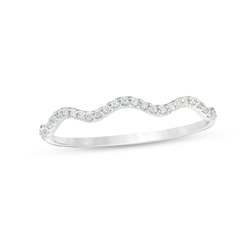 Main Image 1 of Previously Owned - 1/15 CT. T.W. Diamond Wave Band in 10K White Gold