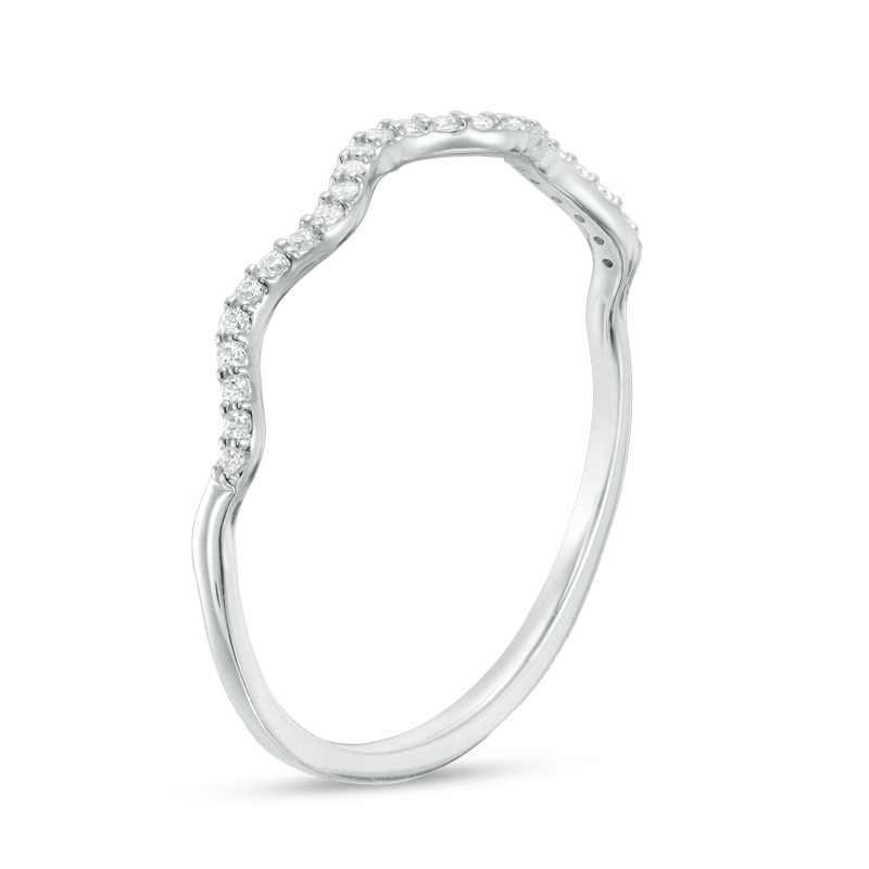 Main Image 2 of Previously Owned - 1/15 CT. T.W. Diamond Wave Band in 10K White Gold
