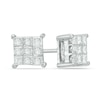 Previously Owned - 1/2 CT. T.W. Composite Princess-Cut Diamond Stud Earrings in 10K White Gold