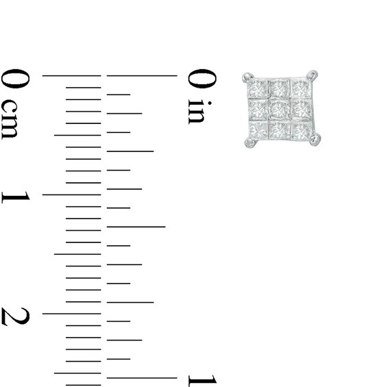 Previously Owned - 1/2 CT. T.w. Composite Princess-Cut Diamond Stud Earrings in 10K White Gold
