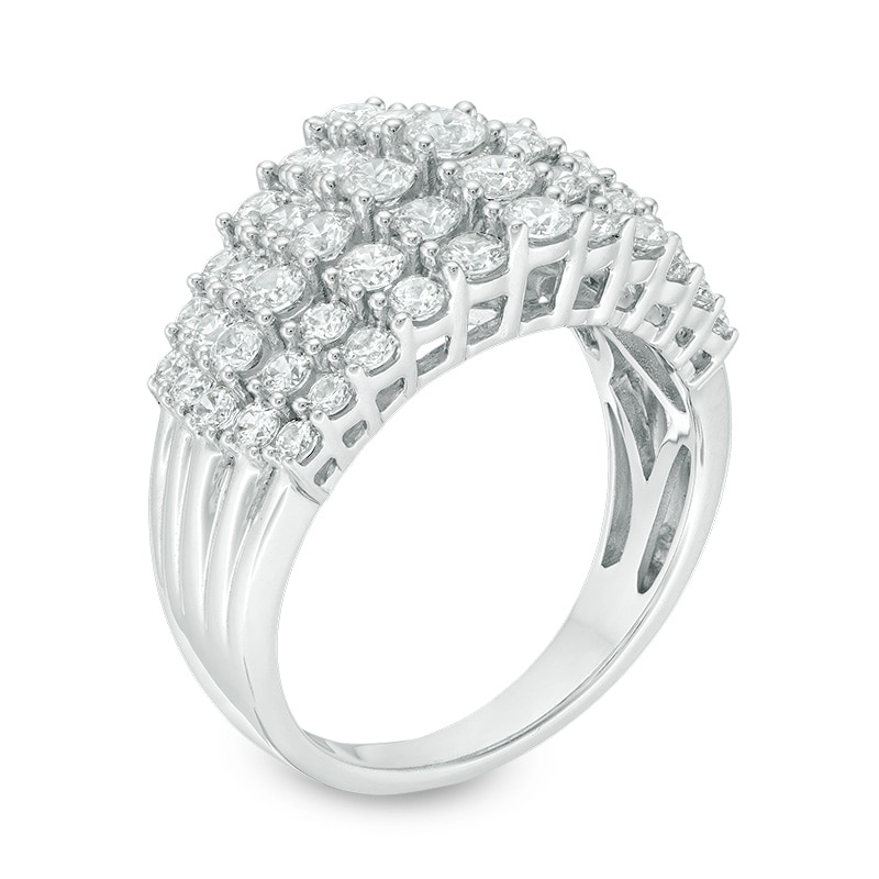 Main Image 2 of Previously Owned - 2 CT. T.W. Diamond Multi-Row Ring in 10K White Gold