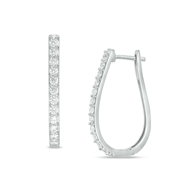 Main Image 1 of Previously Owned - 1 CT. T.W. Diamond Hoop Earrings in 10K White Gold