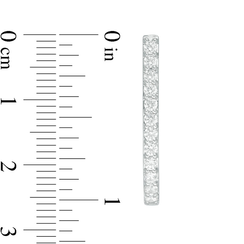 Main Image 2 of Previously Owned - 1 CT. T.W. Diamond Hoop Earrings in 10K White Gold