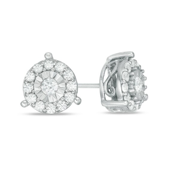 Previously Owned - 1/2 CT. T.w. Diamond Frame Stud Earrings in 10K White Gold