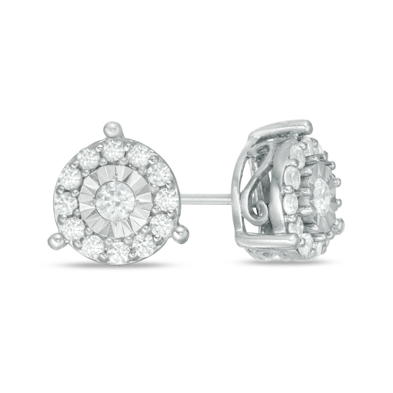 Main Image 1 of Previously Owned - 1/2 CT. T.W. Diamond Frame Stud Earrings in 10K White Gold