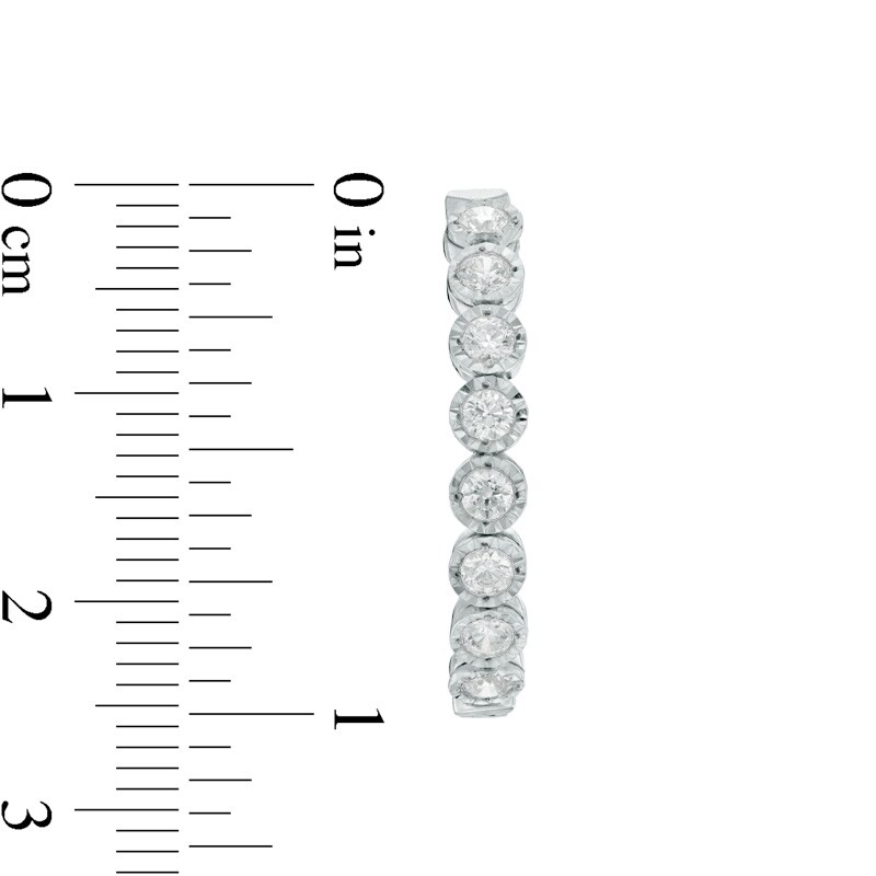 Main Image 2 of Previously Owned - 1 CT. T.W. Diamond Hoop Earrings in 10K White Gold