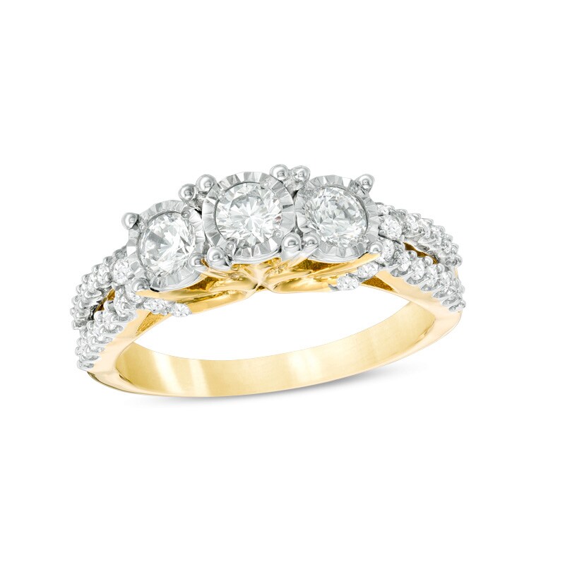 Main Image 1 of Previously Owned - 1 CT. T.W. Diamond Past Present Future® Engagement Ring in 10K Gold