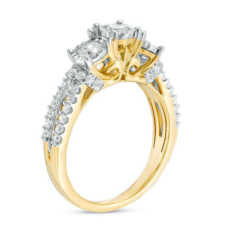 Main Image 2 of Previously Owned - 1 CT. T.W. Diamond Past Present Future® Engagement Ring in 10K Gold