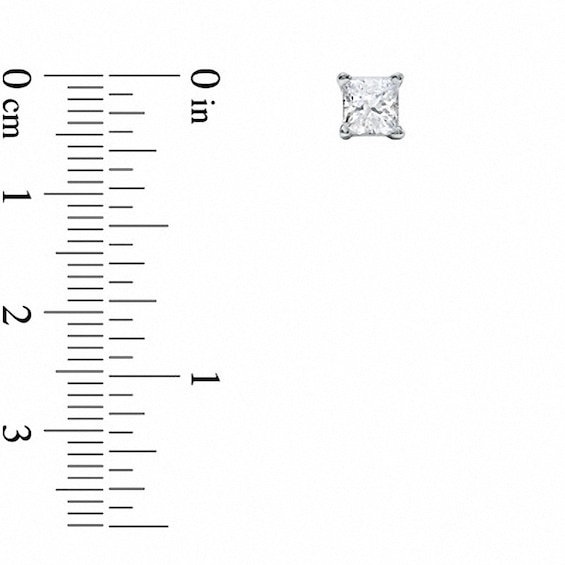 Previously Owned - 1 CT. T.w. Princess-Cut Diamond Solitaire Stud Earrings in 14K White Gold