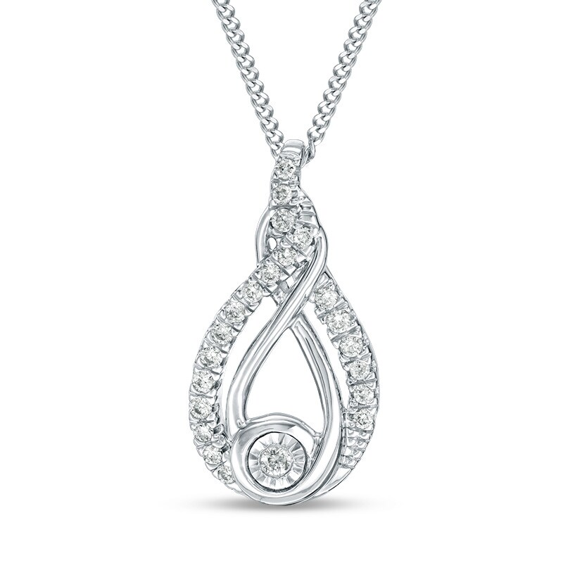Main Image 1 of Previously Owned - Interwoven™ 1/10 CT. T.W. Diamond Pendant in Sterling Silver - 19"