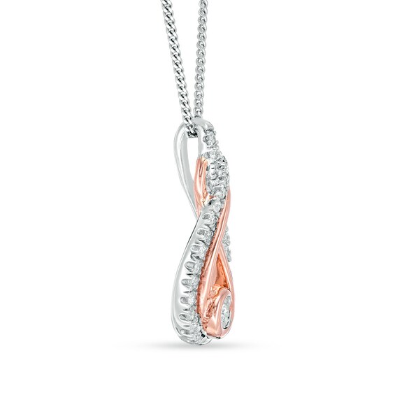 Previously Owned - Interwoven™ 1/6 CT. T.w. Diamond Pendant in Sterling Silver and 10K Rose Gold - 19"