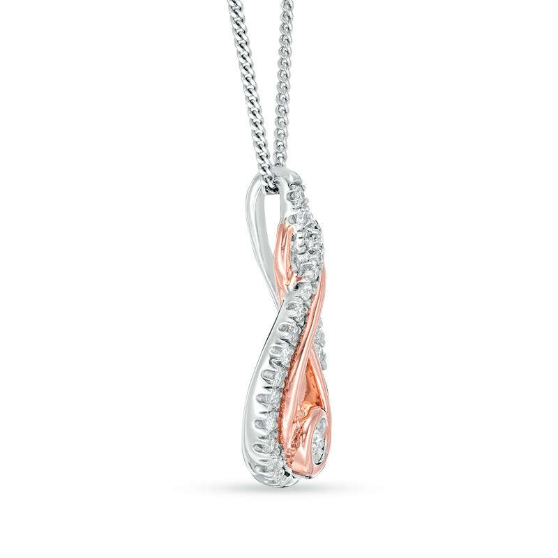 Main Image 3 of Previously Owned - Interwoven™ 1/6 CT. T.W. Diamond Pendant in Sterling Silver and 10K Rose Gold - 19"