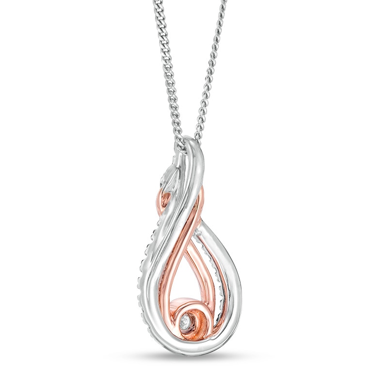 Previously Owned - Interwoven™ 1/6 CT. T.W. Diamond Pendant in Sterling Silver and 10K Rose Gold - 19"