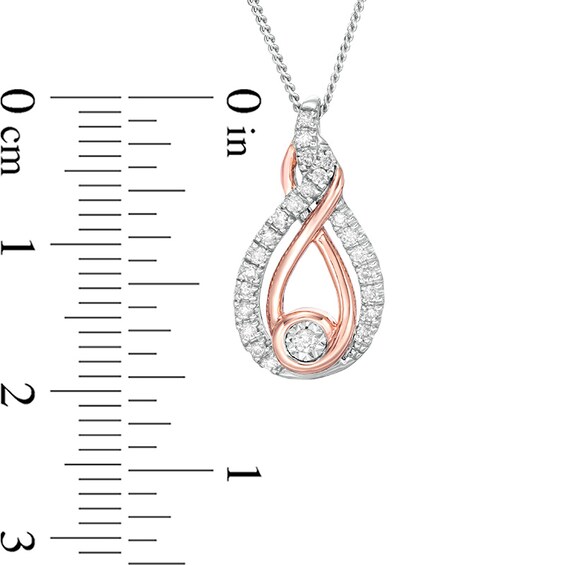 Previously Owned - Interwoven™ 1/6 CT. T.w. Diamond Pendant in Sterling Silver and 10K Rose Gold - 19"