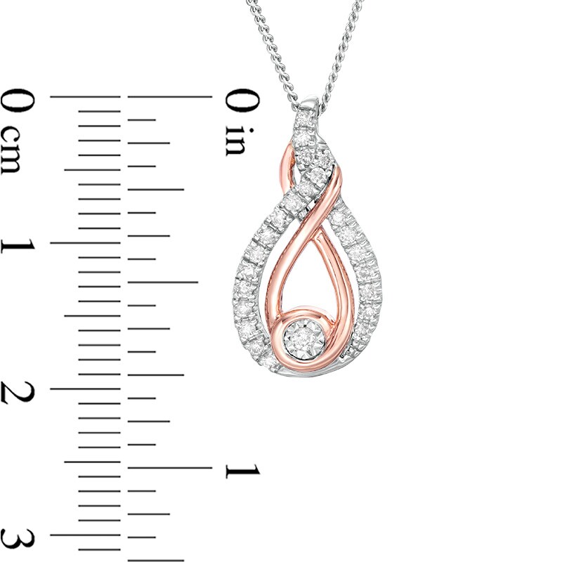 Previously Owned - Interwoven™ 1/6 CT. T.W. Diamond Pendant in Sterling Silver and 10K Rose Gold - 19"