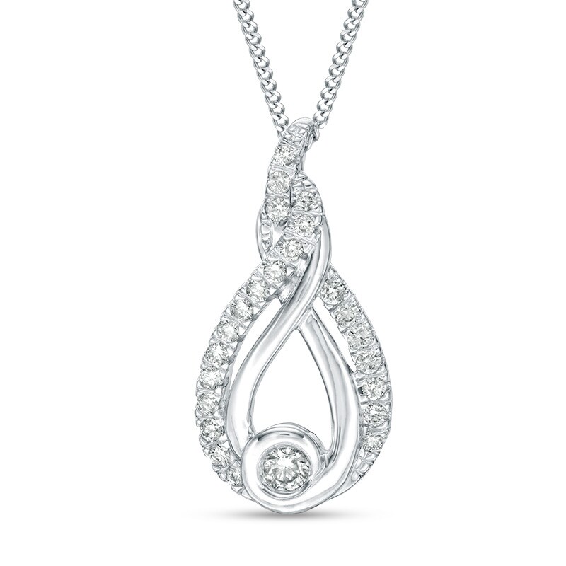 Main Image 1 of Previously Owned - Interwoven™ 1/5 CT. T.W. Diamond Pendant in 10K White Gold - 19&quot;