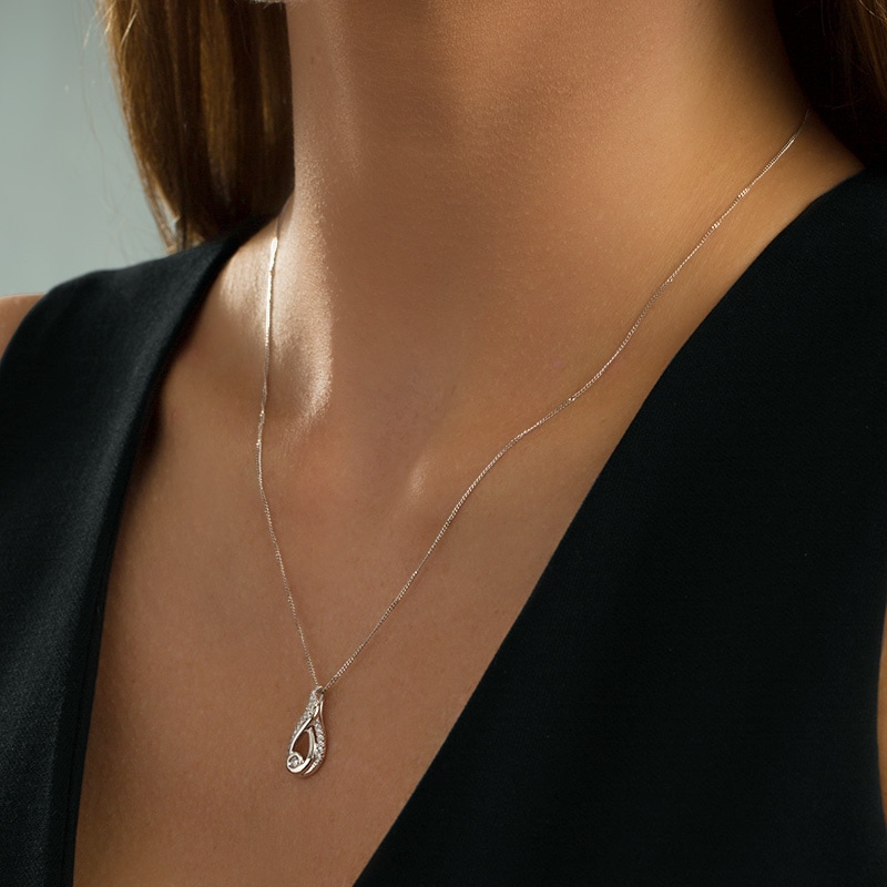 Main Image 2 of Previously Owned - Interwoven™ 1/5 CT. T.W. Diamond Pendant in 10K White Gold - 19&quot;