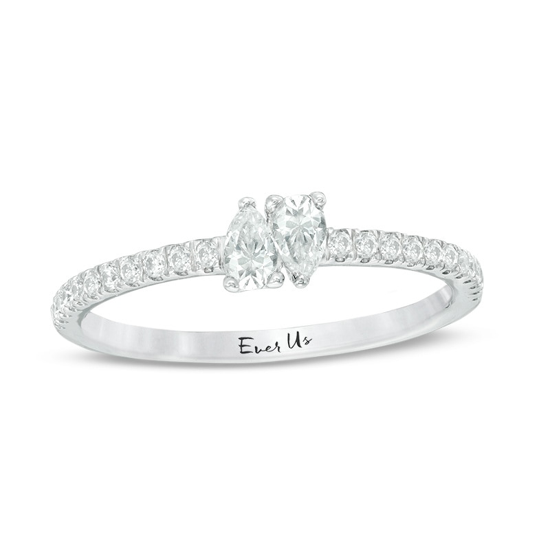 Main Image 1 of Previously Owned - Ever Us® 1/3 CT. T.W. Two-Stone Pear-Shaped Diamond Ring in 10K White Gold