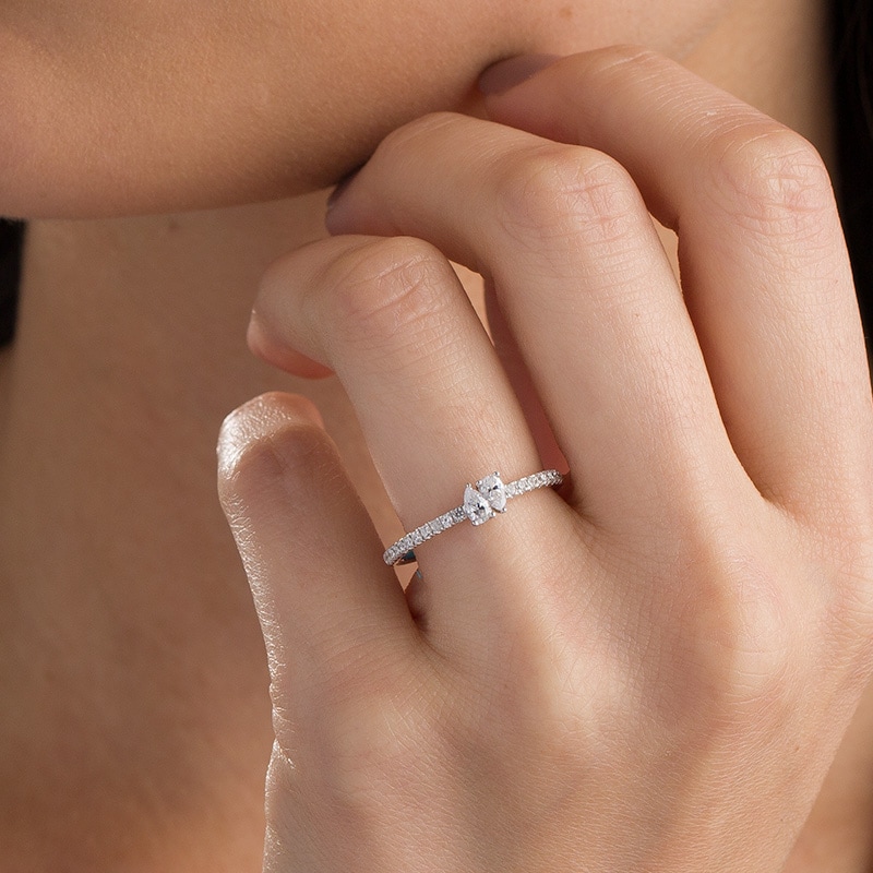 Main Image 3 of Previously Owned - Ever Us® 1/3 CT. T.W. Two-Stone Pear-Shaped Diamond Ring in 10K White Gold