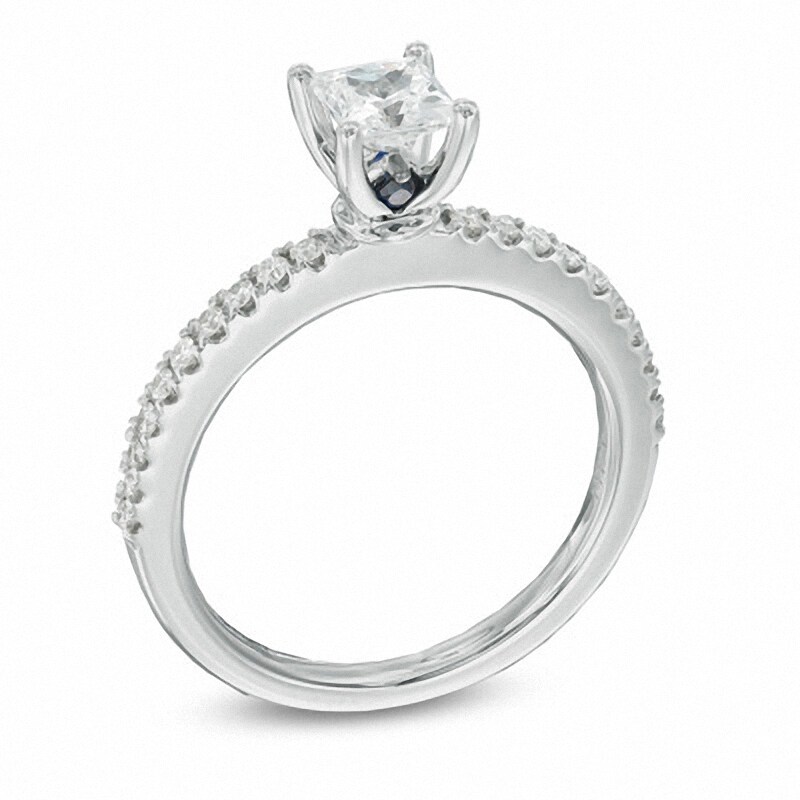 Previously Owned - Vera Wang Love Collection 5/8 CT. T.W. Princess-Cut Diamond Engagement Ring in 14K White Gold