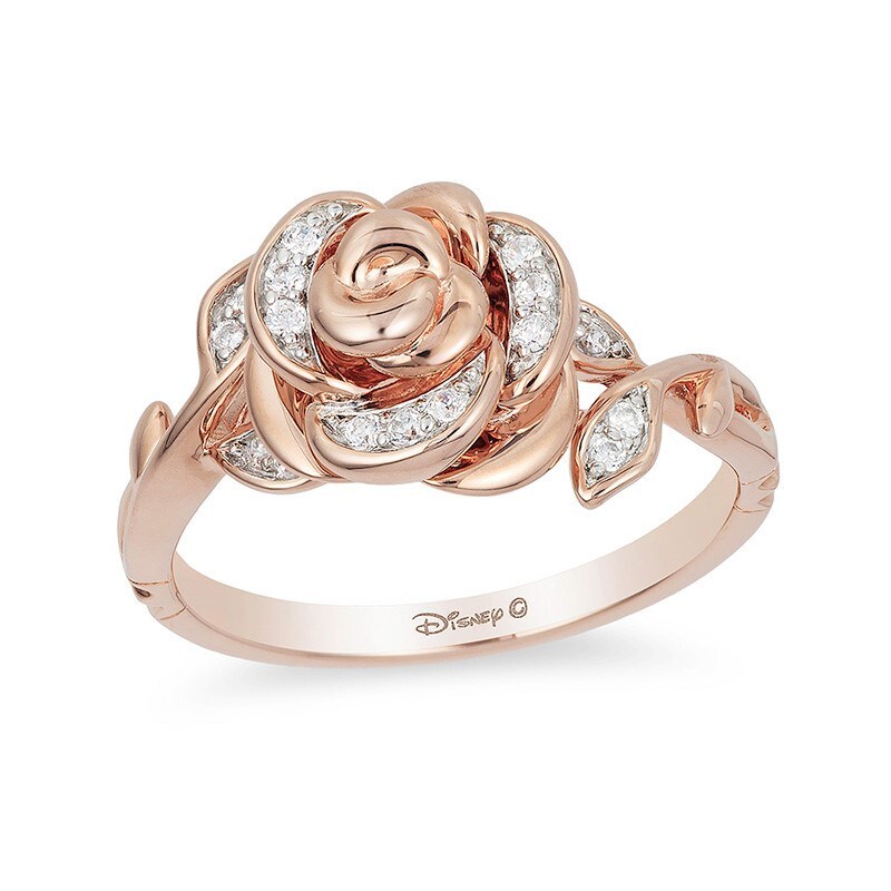 Main Image 1 of Previously Owned - Enchanted Disney Belle 1/10 CT. T.W. Diamond Rose Ring in 10K Rose Gold