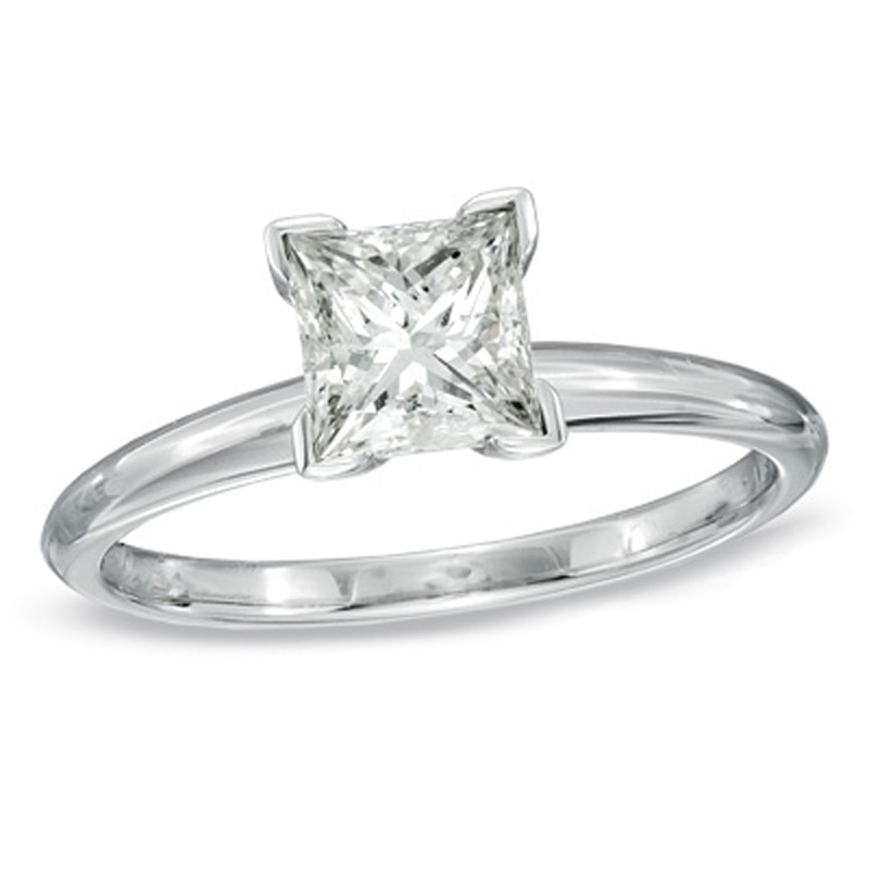 Main Image 1 of Previously Owned - 1 CT. Princess-Cut Diamond Solitaire Engagement Ring in 14K White Gold