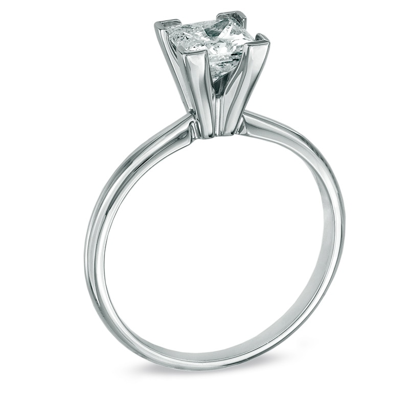 Main Image 2 of Previously Owned - 1 CT. Princess-Cut Diamond Solitaire Engagement Ring in 14K White Gold