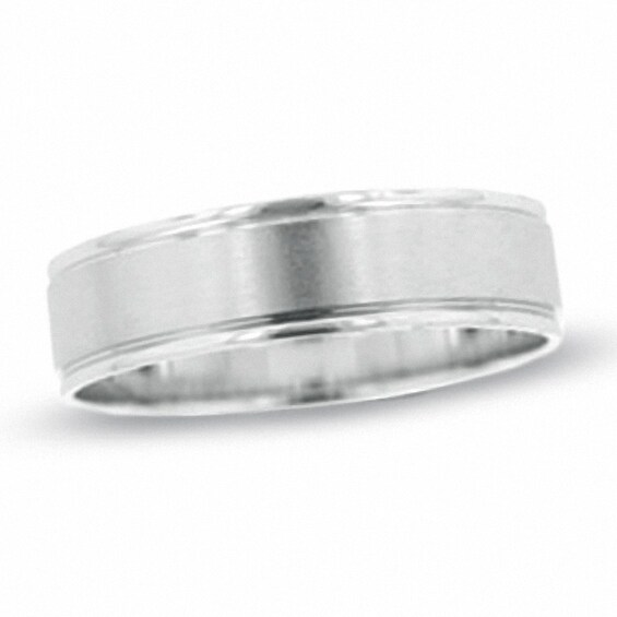Previously Owned - 6.0mm Bevelled Edge Wedding Band in 10K White Gold