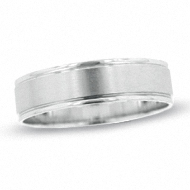 Main Image 1 of Previously Owned - 6.0mm Bevelled Edge Wedding Band in 10K White Gold