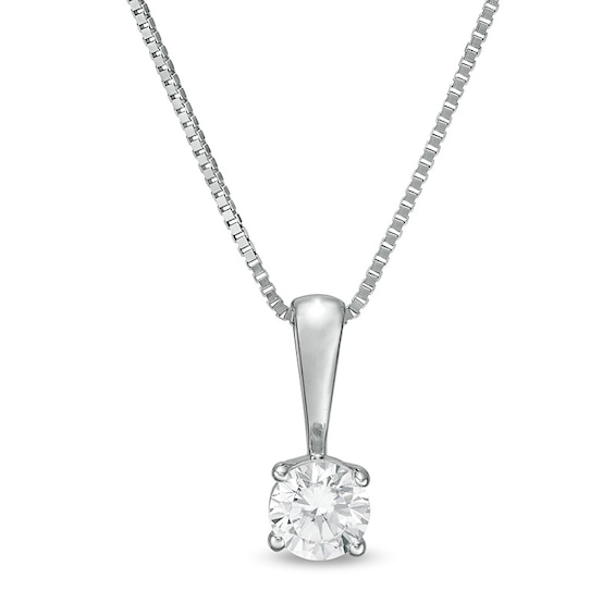 Previously Owned - 1/4 CT. Diamond Solitaire Pendant in 14K White Gold (J/I2)