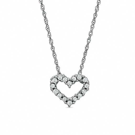 Previously Owned - 1/10 CT. T.w. Diamond Heart Pendant in 14K White Gold