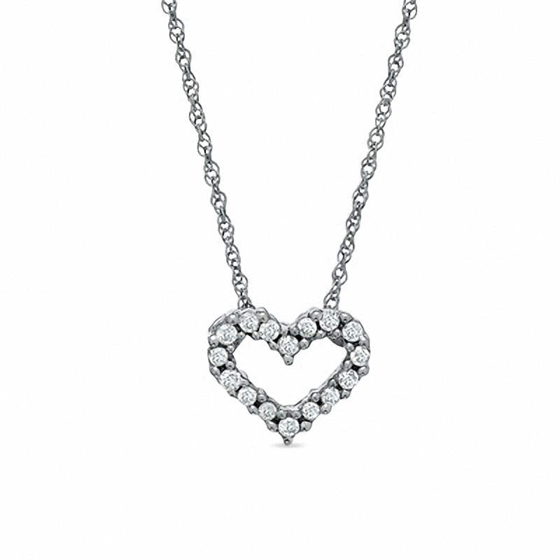 Main Image 1 of Previously Owned - 1/10 CT. T.W. Diamond Heart Pendant in 14K White Gold