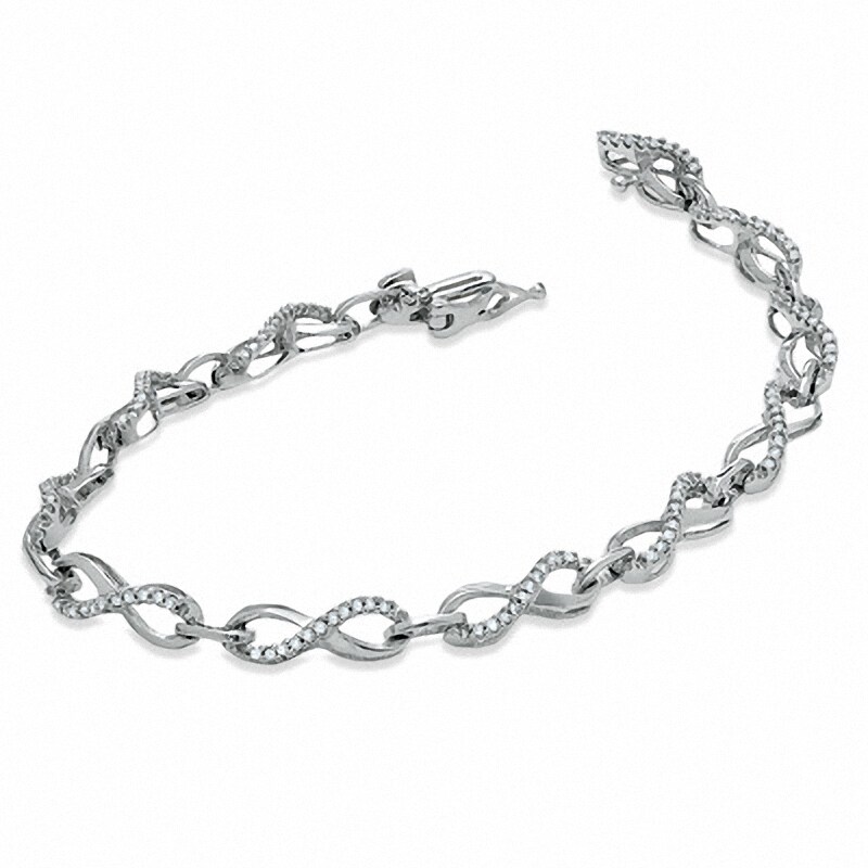Main Image 2 of Previously Owned - 1/2 CT. T.W. Diamond Fashion Bracelet in 10K White Gold