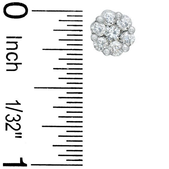 Previously Owned - 1 CT. T.w. Diamond Flower Earrings in 14K White Gold