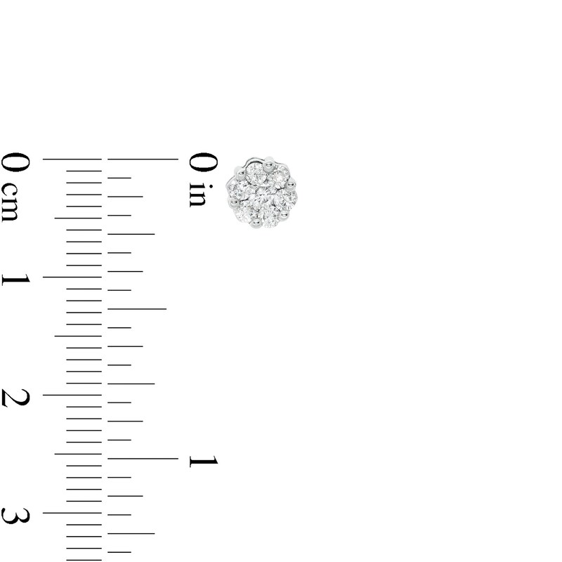 Main Image 2 of Previously Owned - 1/2 CT. T.W. Diamond Flower Earrings in 14K White Gold