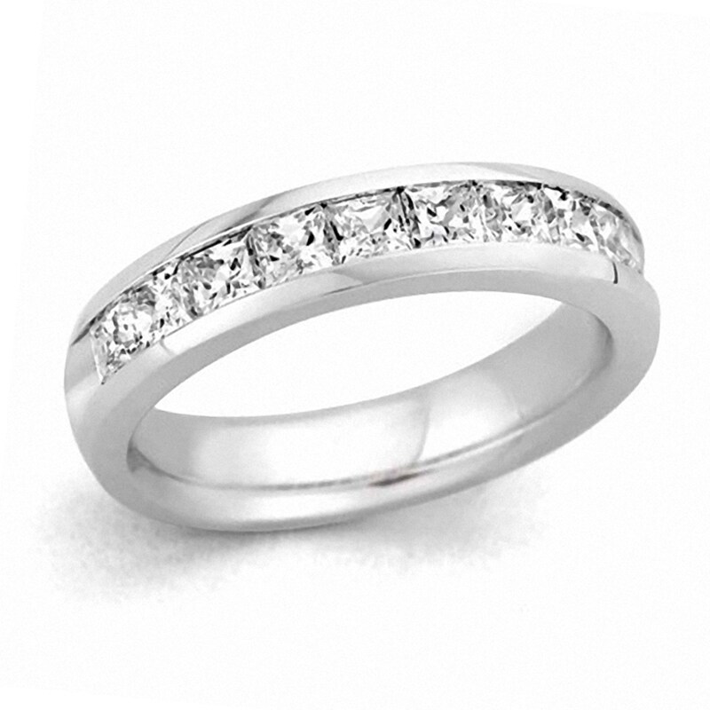 Main Image 1 of Previously Owned - 1/4 CT. T.W.  Princess-Cut Diamond Wedding Band in 14K White Gold (I/SI2)