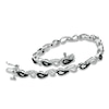 Thumbnail Image 2 of Previously Owned - 1 CT. T.W. Enhanced Black and White Diamond Paisley Link Bracelet in Sterling Silver