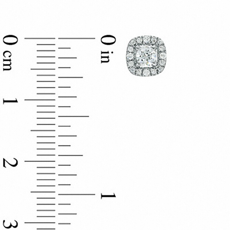 Main Image 2 of Previously Owned - 3/8 CT. T.W. Diamond Frame Stud Earrings in 14K White Gold (I/I2)
