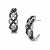 Thumbnail Image 1 of Previously Owned - 1/2 CT. T.W. Enhanced Black and White Diamond Loose Braid Hoop Earrings in Sterling Silver