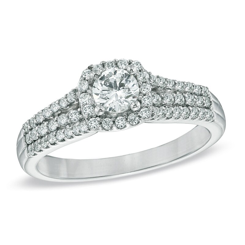 Main Image 1 of Previously Owned - Celebration Lux® 3/4 CT. T.W. Diamond Engagement Ring in 18K White Gold (I/SI2)