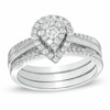 Thumbnail Image 1 of Previously Owned - 1/2 CT. T.W. Multi-Diamond Pear-Shaped Frame Bridal Set in 10K White Gold