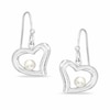 Previously Owned - 4 - 4.5mm Cultured Freshwater Pearl Heart Drop Earrings in Sterling Silver