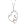 Thumbnail Image 1 of Previously Owned - 1/4 CT. T.W. Diamond Tilted Heart "MOM" Pendant in 10K Two-Tone Gold