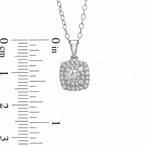 Previously Owned - 1/4 CT. T.w. Diamond Double Square Frame Pendant in 14K White Gold